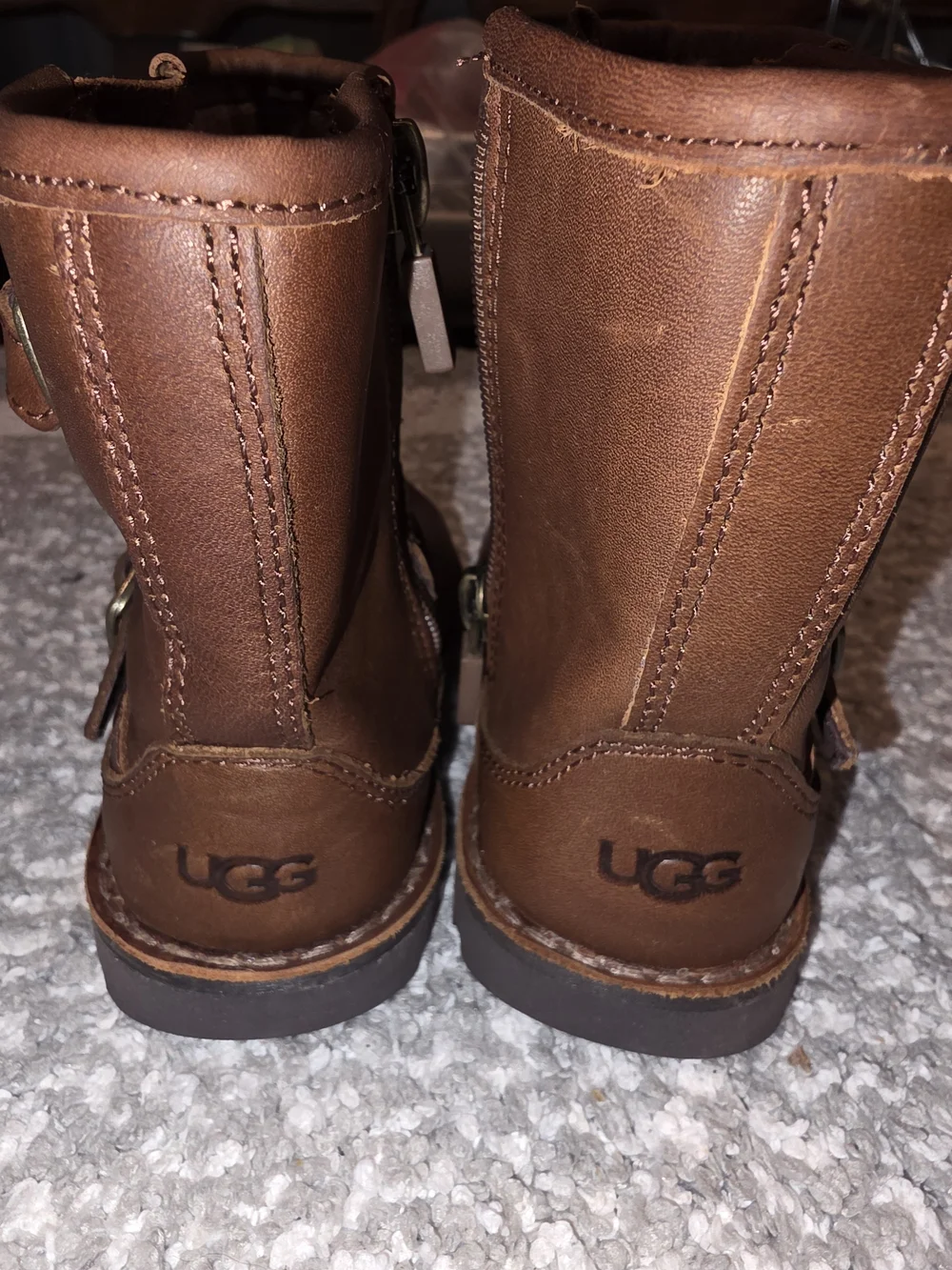 UGG Chestnut Suede Boot with Plaid Lining